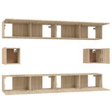 6 Piece TV Cabinet Set Sonoma Oak Engineered Wood 3114368