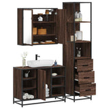 3 Piece Bathroom Furniture Set Brown Oak Engineered Wood 3301154
