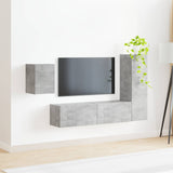 TV Cabinet Set Wall-mounted 4 pcs Concrete Grey Engineered Wood 3409000