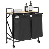 Laundry Basket 2 Compartments with Wheels Sonoma Oak 859096