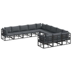 Garden Sofa Set with Cushion Black Aluminium 3378922
