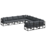 Garden Sofa Set with Cushion Black Aluminium 3378922
