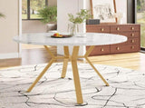 Modern and sleek round marble dining table , X-shaped coffee table with metal support, N639P264482G