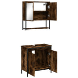 2 Piece Bathroom Furniture Set Smoked Oak Engineered Wood 3214662