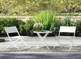 3 Pieces Outdoor Bistro Set, Glass Top Outdoor Table and 2 Folding Chairs with Protecting Feet, T3398P328516