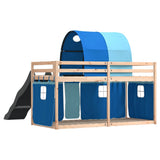 Bunk Bed without Mattress with Slide and Curtains Blue 90x200 cm 3284135
