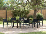 Garden Dining Set 7 pcs Black Powder-Coated Steel 3379153