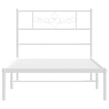Metal Bed Frame without Mattress with Headboard White 90x200cm 355309
