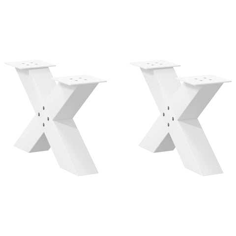 ZNTS Coffee Table Legs X-Shaped 2 pcs White 60x cm Steel 4012941