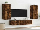 TV Wall Cabinet with LED Lights Smoked Oak 60x35x41 cm 837310