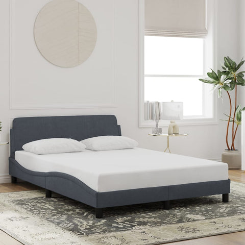 Bed Frame "Dover" Dark Grey 135x190 cm Double Velvet 373329