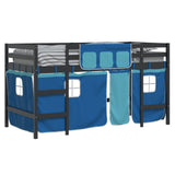 ZNTS Kids' Loft Bed with Curtains without Mattress Blue 90x200cm 3206971