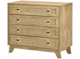 Storage Cabinet, 4-Drawer Unit with Rattan Element for Bedroom, Living Room, 80cmx35cmx95cm, Wood T3398P344151