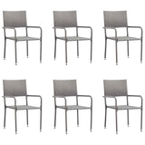 ZNTS Garden Dining Chairs 6 pcs Stackable Grey Poly Rattan 318723