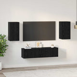 TV Cabinet Set Wall-mounted Black Oak Engineered Wood 3393463
