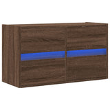 TV Wall Cabinet with LED Lights Brown Oak 80x31x45 cm 852291