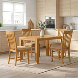 Dining Set 5 pcs Beige Solid Oak Wood 3430357