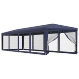 Party Tent with 10 Mesh Sidewalls Blue 3x12 m HDPE 319247