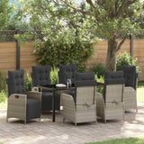 Garden Dining Set with Cushion 7 pcs Light grey Poly Rattan 3380572
