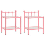 ZNTS Bedside Cabinets 2 pcs Pink and Transparent Metal and Glass 325079