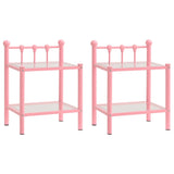 ZNTS Bedside Cabinets 2 pcs Pink and Transparent Metal and Glass 325079