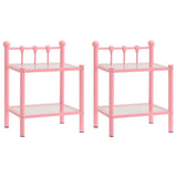 Bedside Cabinets 2 pcs Pink and Transparent Metal and Glass 325079