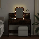 Dressing Table with LED Smoked Oak 100x40x130 cm 848203