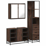 3 Piece Bathroom Furniture Set Brown Oak Engineered Wood 3301154