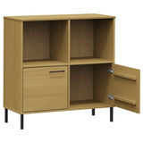 Bookcase with Metal Legs Brown 90x35x90.5 cm Solid Wood OSLO 351015