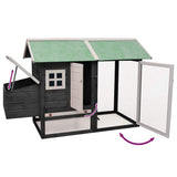 Chicken Cage Grey 170x81x110 cm Solid Pine & Fir Wood 170861