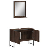 2 Piece Bathroom Cabinet Set Brown Oak Engineered Wood 3214343