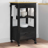 Kitchen Trolley MONZA Black 48 x 40 x 88.5 cm Solid Pine Wood 42027033