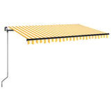Manual Retractable Awning with LED 400x350 cm Yellow and White 3069183