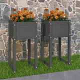 Planters 2 pcs Grey 40x40x81 cm Solid Wood Pine 822127