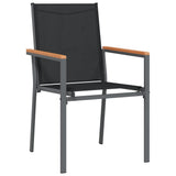 7 Piece Garden Dining Set Black Textilene and Steel 3187047