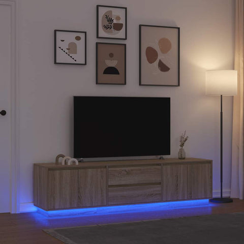 TV Cabinet with LED Lights Sonoma Oak 193.5x41x50 cm 3328437