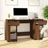 Desk with Side Cabinet Brown Oak Engineered Wood 3115915