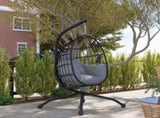 Hanging Egg Chair Outdoor Indoor Swing Chair with Folding Basket and Thickened Cushion, T3398P314152
