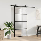 Sliding Door with Hardware Set Black 102.5x205 cm Tempered Glass 3375891