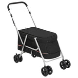 Folding Dog Stroller Black 100x49x96 cm Linen Fabric 172202