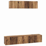 TV Cabinet Set Wall-mounted 4 pcs Old Wood Engineered Wood 3393360