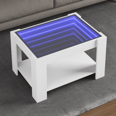 ZNTS Coffee Table with LED White 73x53x45 cm Engineered Wood 847546