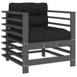 7 Piece Garden Lounge Set with Cushions Grey Solid Wood 3185838