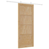 Sliding Door Natural and White 86 x 211 cm Solid Pine Wood 3445538
