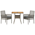 Garden Dining Set 3 pcs Grey Poly rattan 3334937