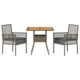 Garden Dining Set 3 pcs Grey Poly rattan 3334937