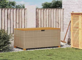 Garden Storage Box Beige 110x55x63 cm Poly Rattan Acacia Wood 366287