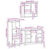 ZNTS 3 Piece Bathroom Furniture Set Grey Sonoma Engineered Wood 3301063