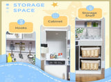 Pretend Play Toy Kitchen, Kids Kitchen Playset w/ Sounds, Lights, Running Water, Coffee Maker, T3398P422354