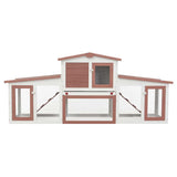 Outdoor Large Rabbit Hutch Brown and White 201x45x85 cm Wood 170844